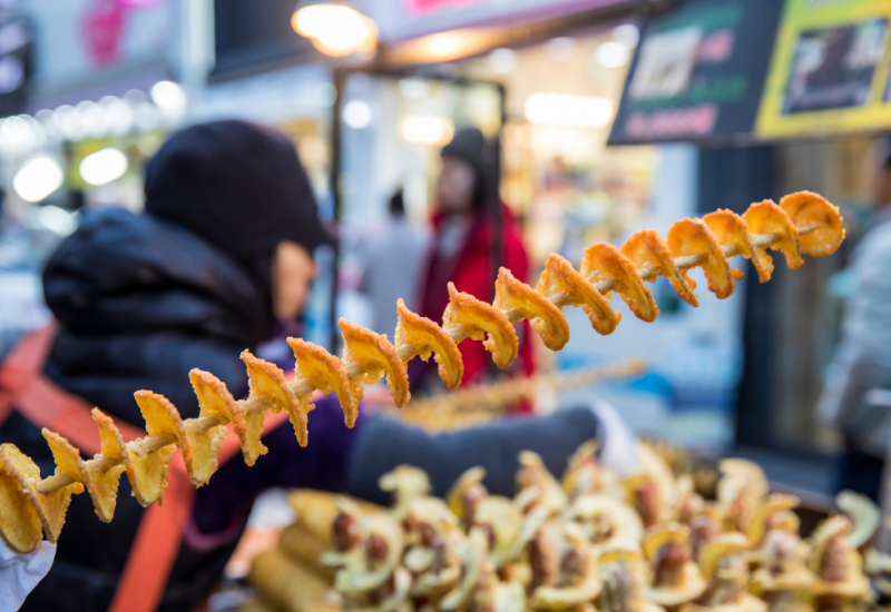 Safe street food on a stick in Korea