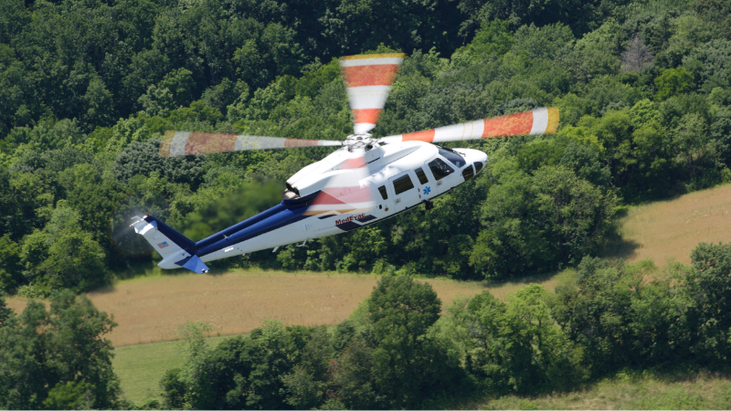 Travel insurance covers emergency medical evacuations, like helicopter med flights