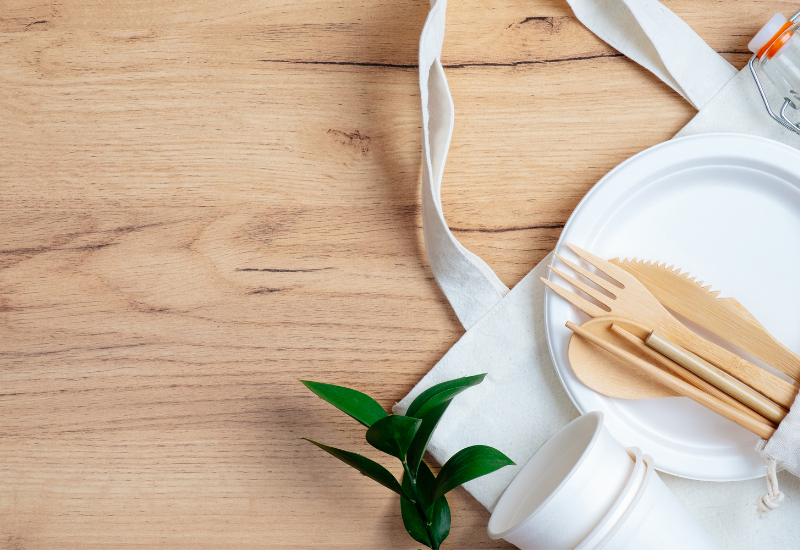Eco-friendly bamboo utensils and picnic kit