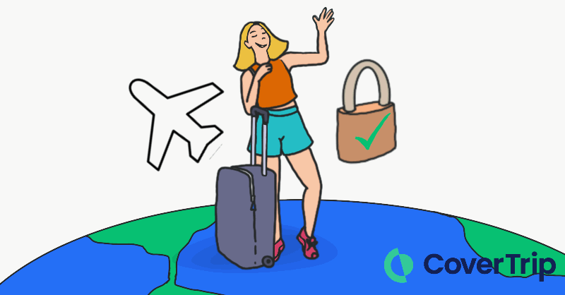 traveler on top of the world with a suitcase